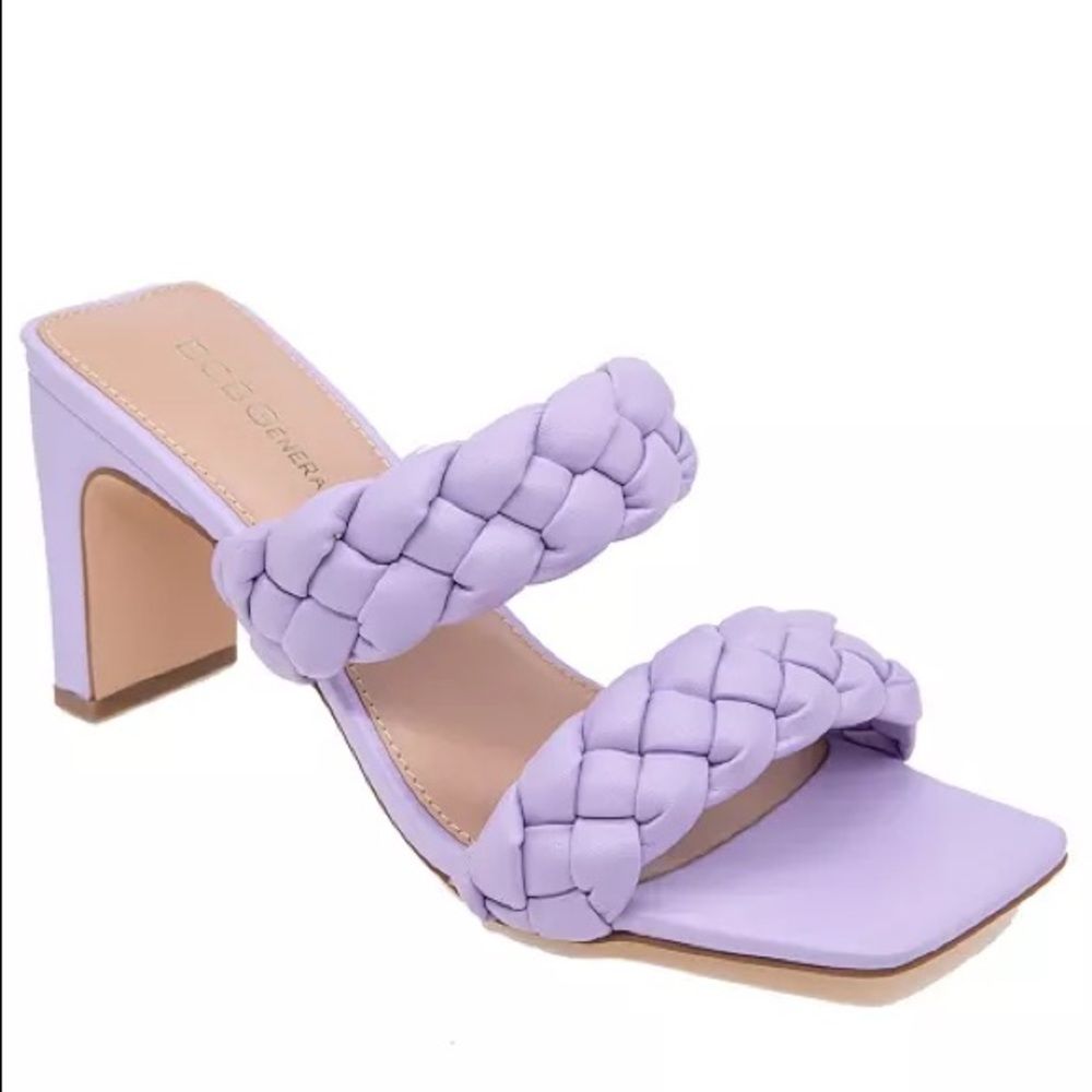 BCBG Lavender Sandal Pumps Braided Finaa Slides